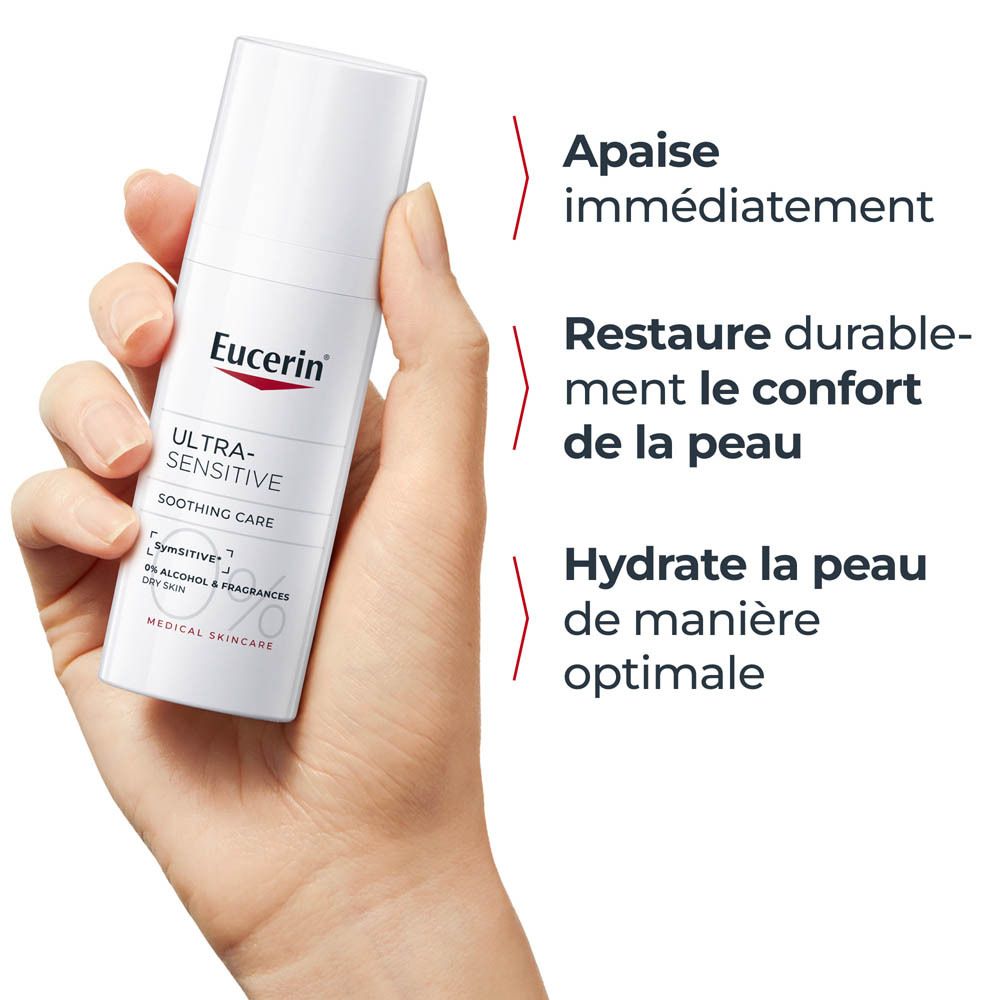 Eucerin Ultra Sensitive Crème apaise et hydrate.
