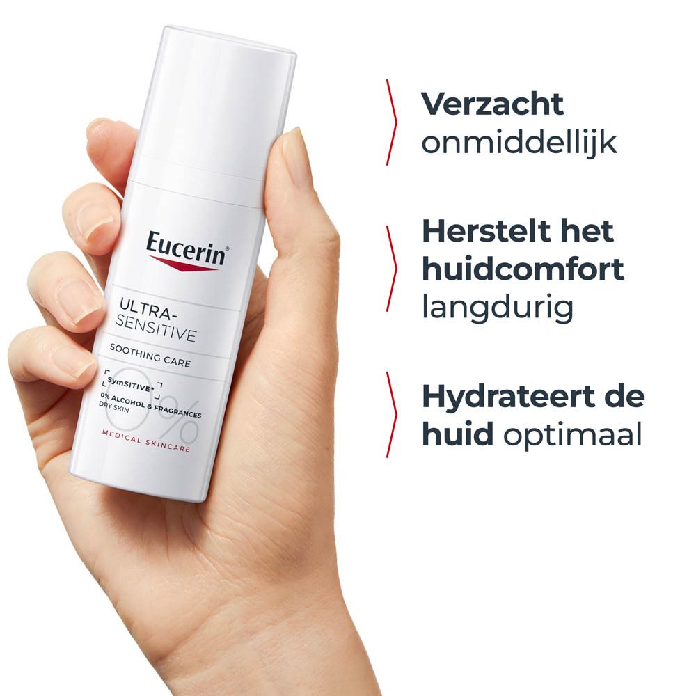 Eucerin Ultra Sensitive Crème kalmeert en hydrateert.