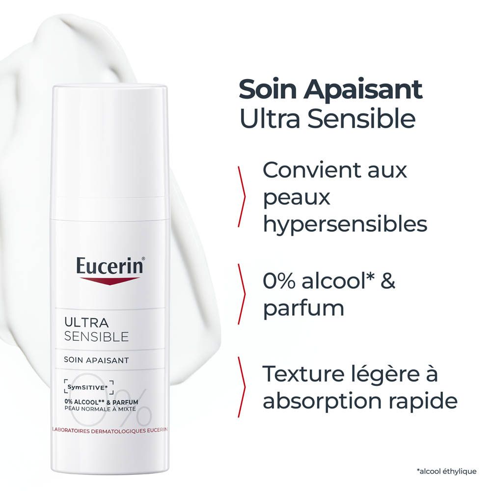 Eucerin Ultra Sensitive: Texture légère à absorption rapide.