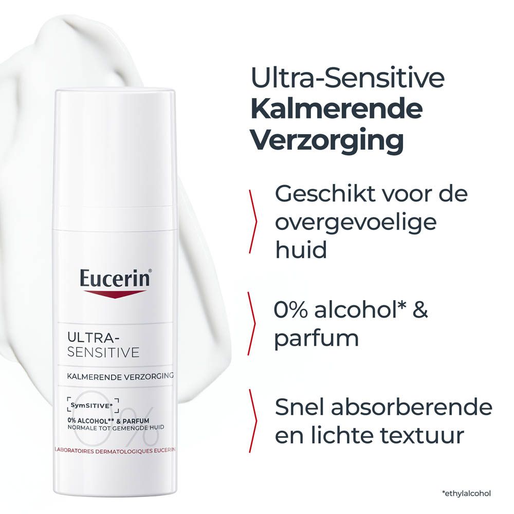 Eucerin Ultra Sensitive: Lichte textuur, snelle absorptie.
