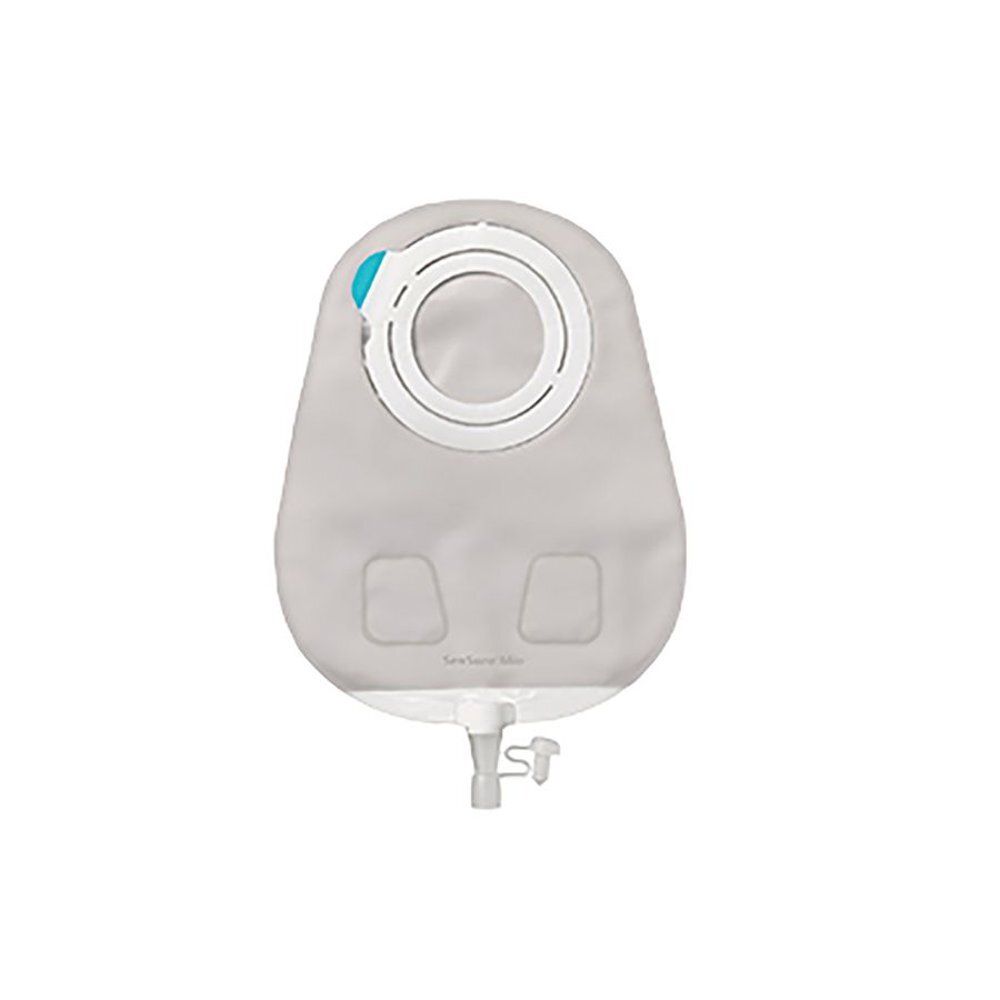 Zak Sensura Mio Flex. Grijze zak met witte ring. Blauw element. Aftapkraan.