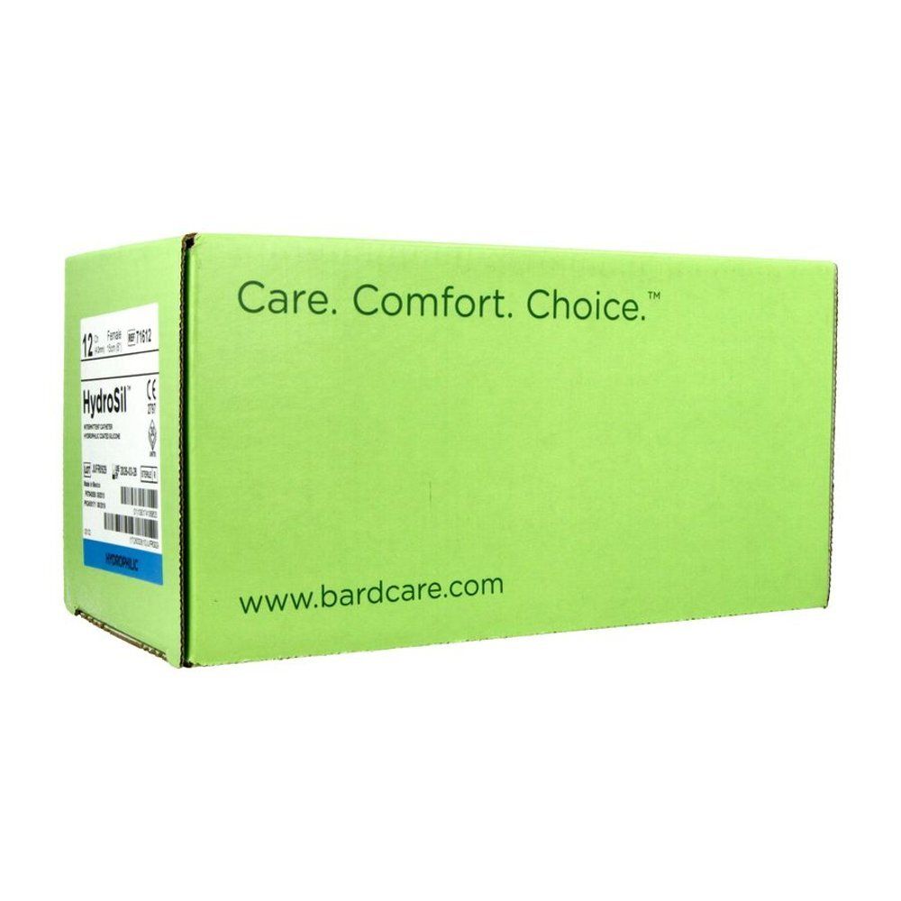 Boîte verte avec texte : Care. Comfort. Choice. et www.bardcare.com. Informations produit.