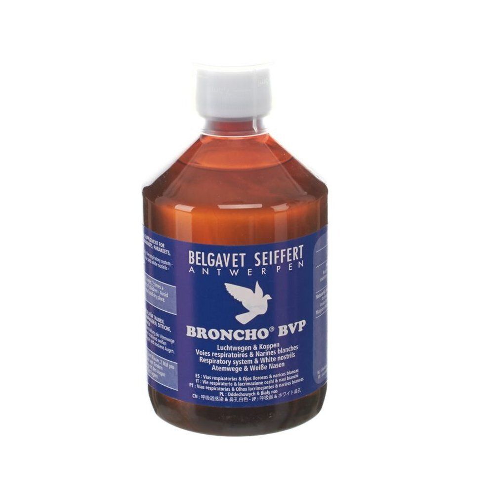 Broncho BVP Tonic van Belgavet in bruine 500ml fles met blauw etiket.