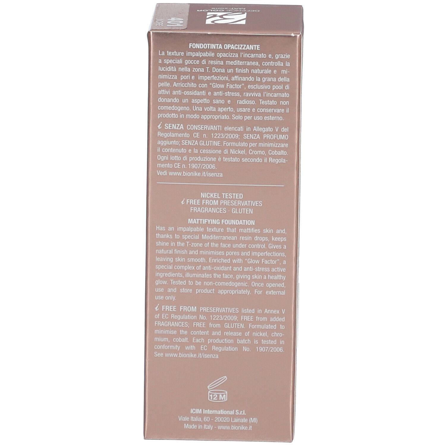 BioNike Defence Color Mat-Zone Foundation SPF15 401 Ivory