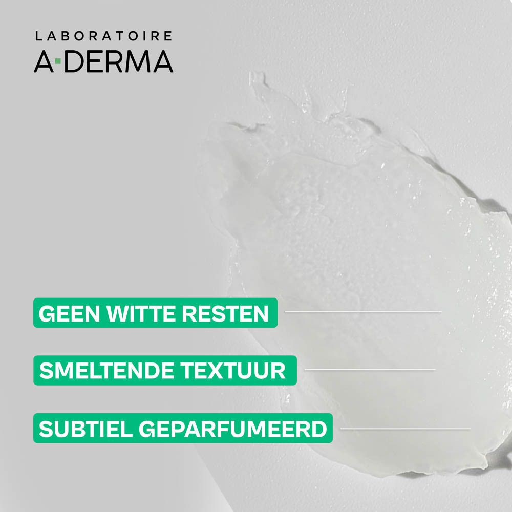 A-Derma lippenstift. Witte stick met barcode en recycling symbool. Tekst: Stick lèvres, Lip stick, 4g.