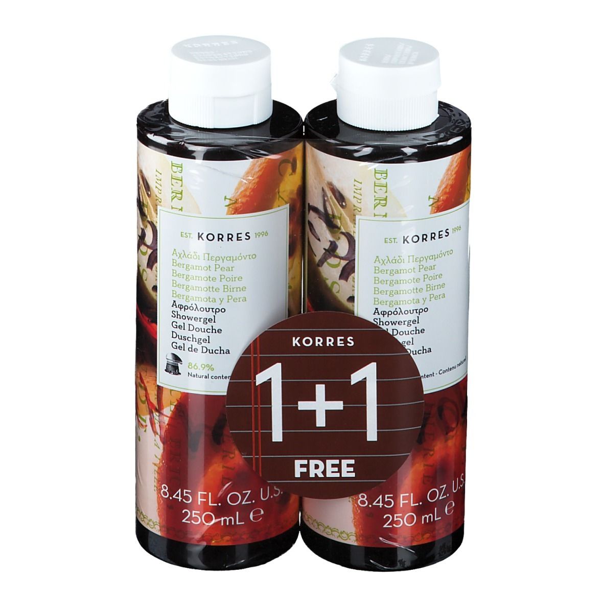 Korres Bergamote Poire Gel Douche 1+1 GRATUIT