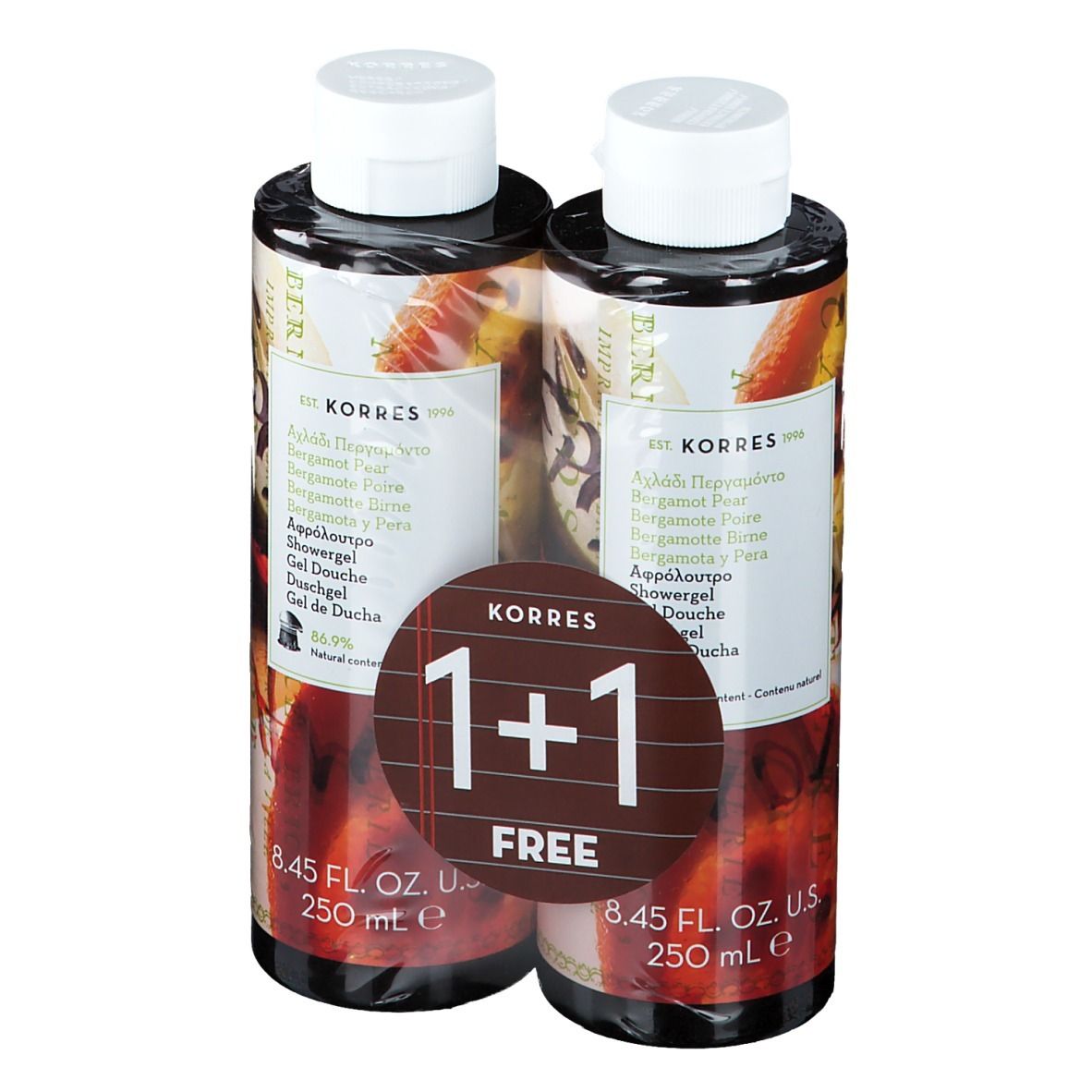 Korres Bergamote Poire Gel Douche 1+1 GRATUIT
