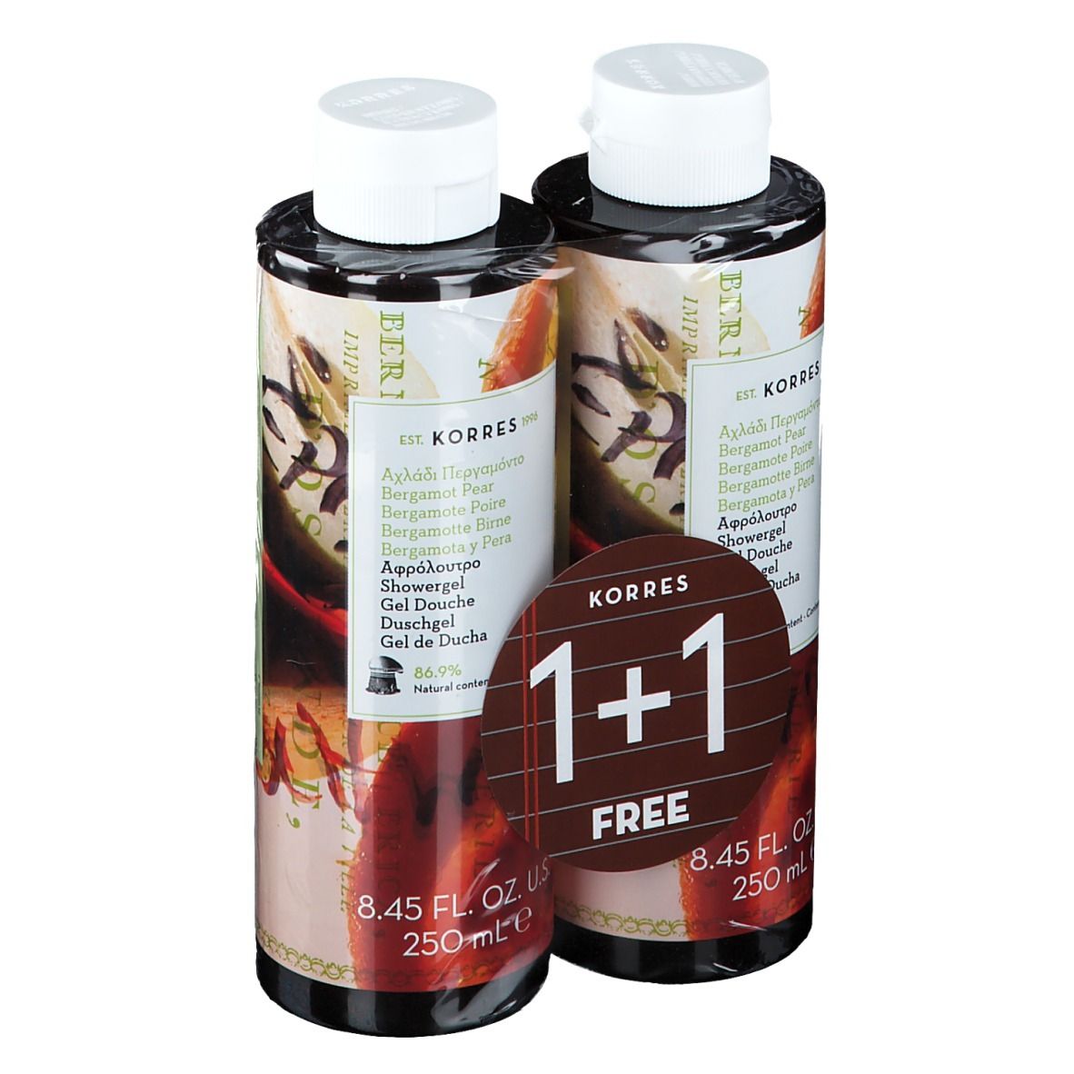 Korres Bergamote Poire Gel Douche 1+1 GRATUIT