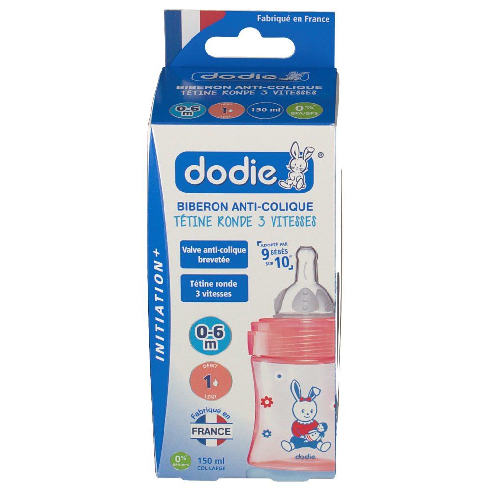 Dodie Zuigfles Initation+ Roos Zuigspeen 1 Gat