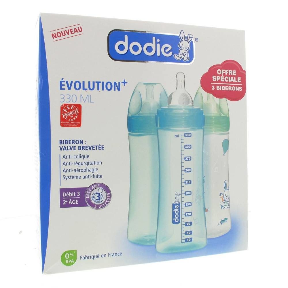 Dodie Biberon Evolution + Tétine 3 Trou Garçon 1 Boîte