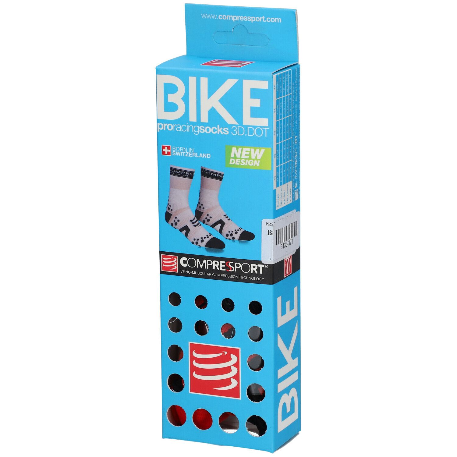 Compressport Proracing Fietssokken BL/RE Maat 2