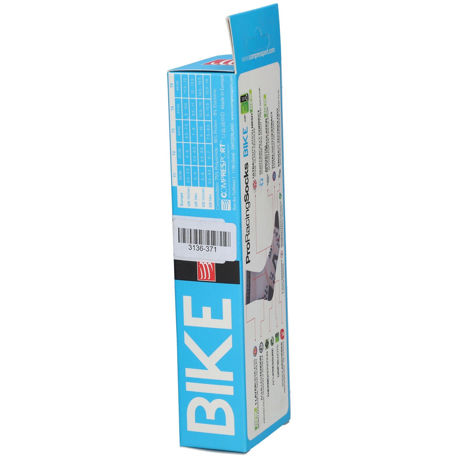 Compressport Proracing Fietssokken BL/RE Maat 2