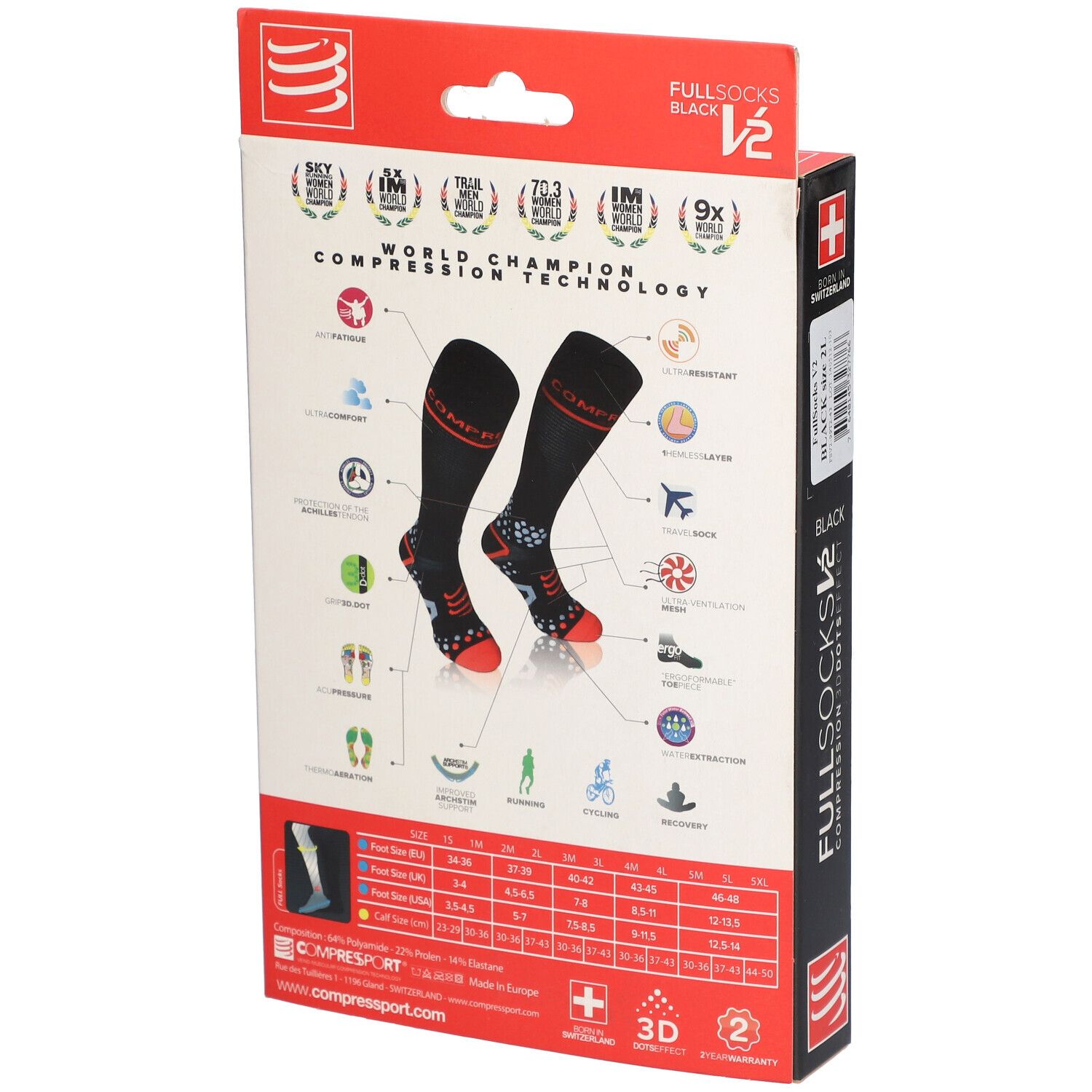 Compressport Sokken Zwart Maat 2L