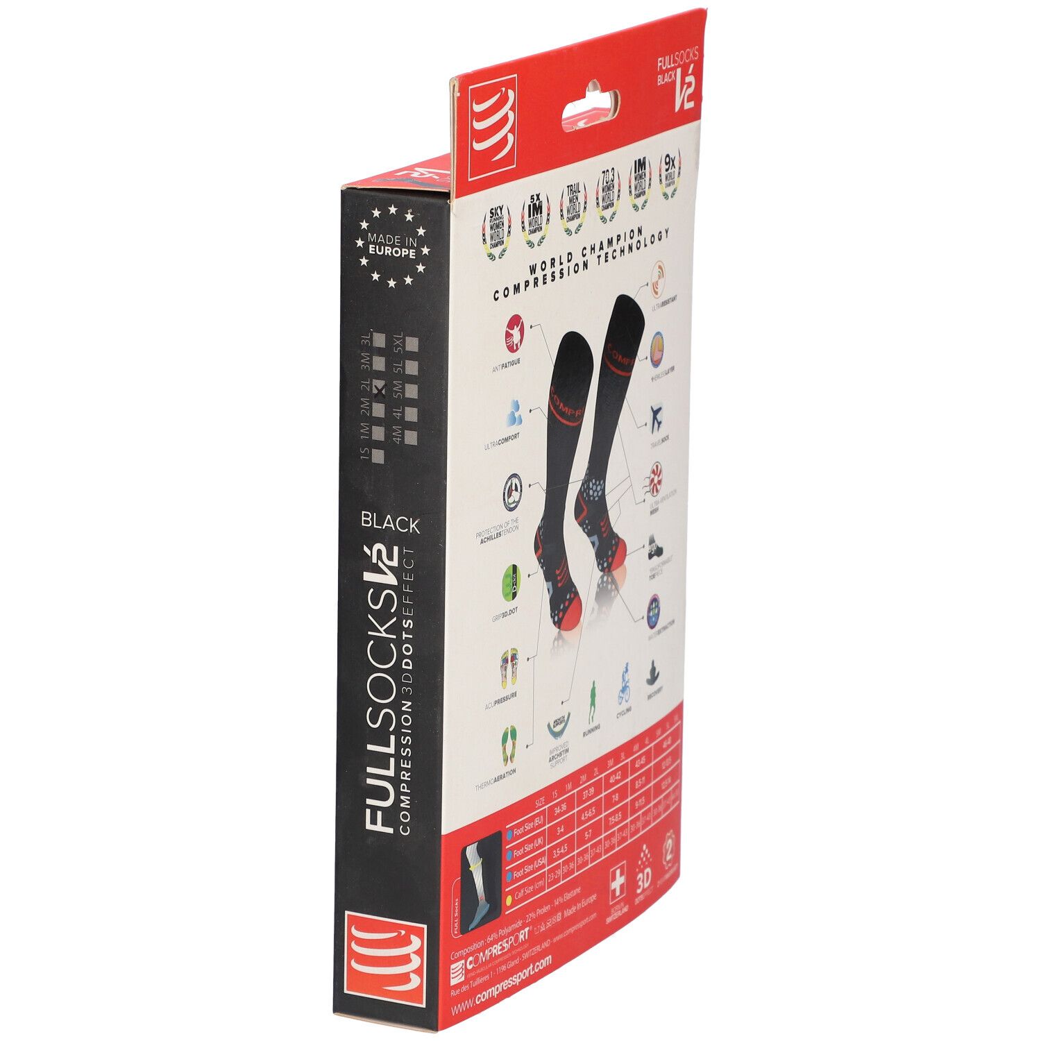 Compressport Sokken Zwart Maat 2L