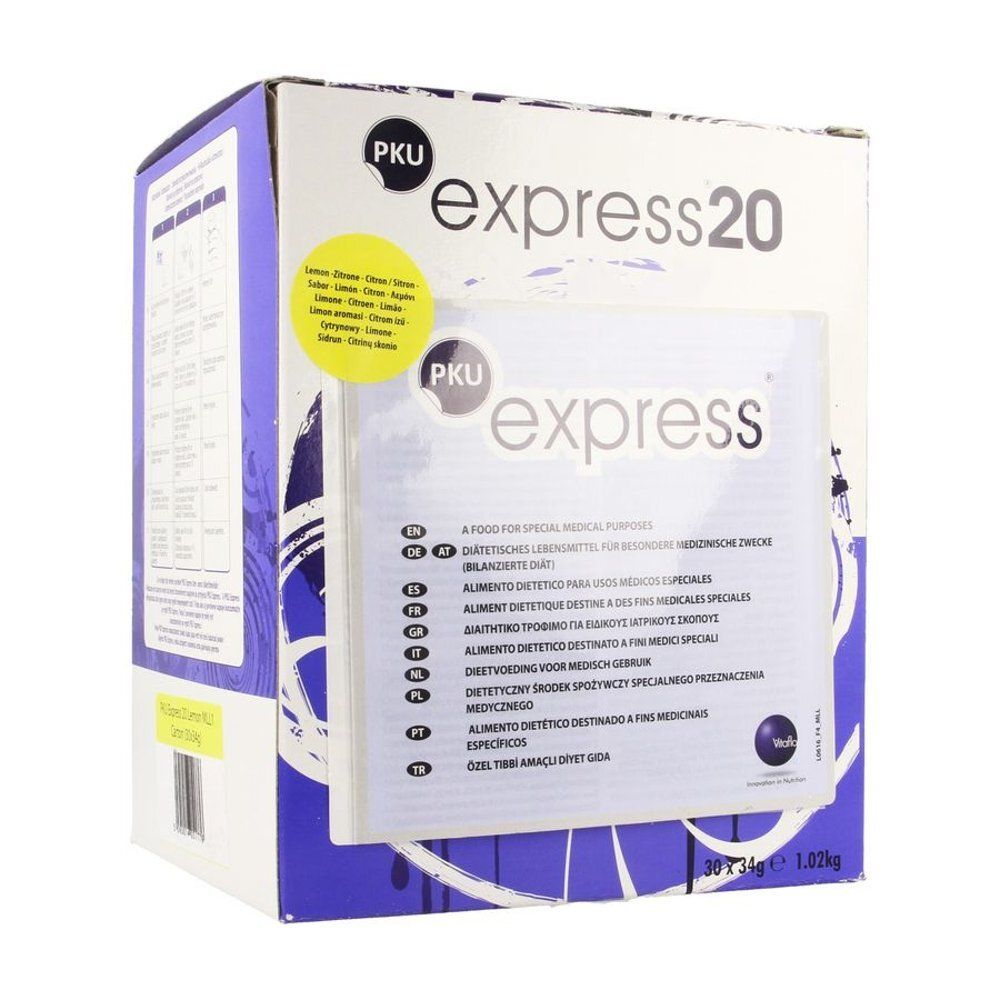 Emballage en carton "PKU express20". Contient un paquet avec l'inscription "PKU express".