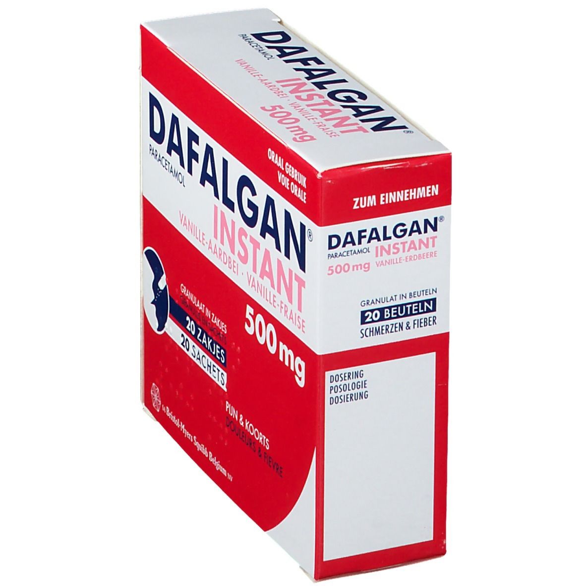Dafalgan Instant Vanille/Aardbei 500mg