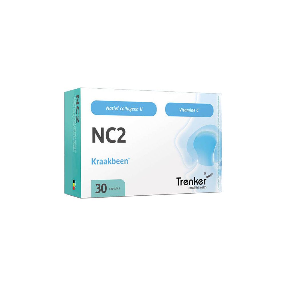NC2 Kraakbeen verpakking met 30 capsules, Natief collageen II en Vitamine C.