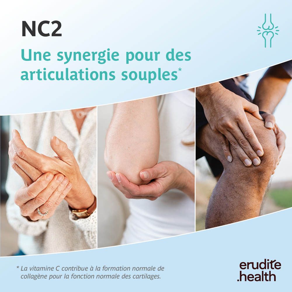 Vue latérale de la boîte NC2 Cartilage avec codes-barres et informations produit.