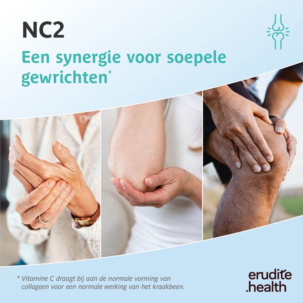 NC2 Kraakbeen capsules verpakking met 90 stuks, Natief collageen II, Vitamine C.