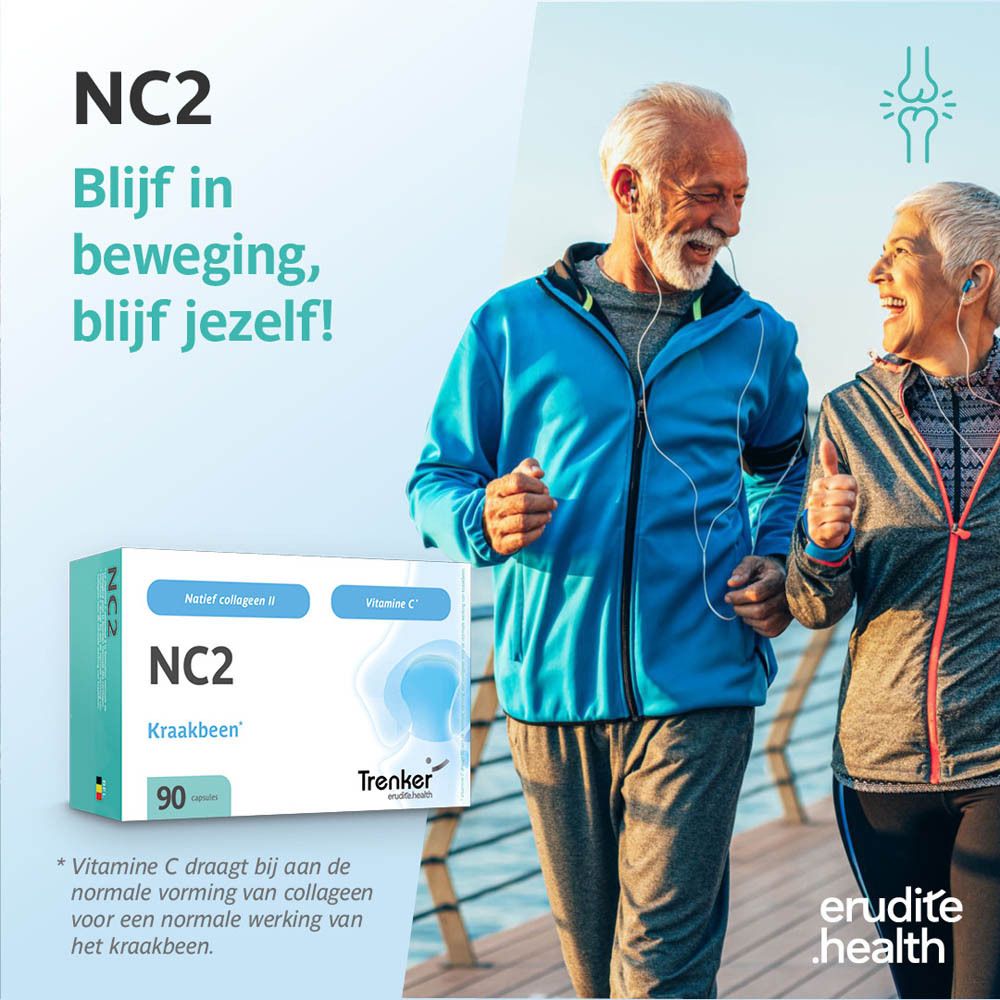 NC2 Kraakbeen capsules verpakking met 90 stuks, Natief collageen II, Vitamine C.