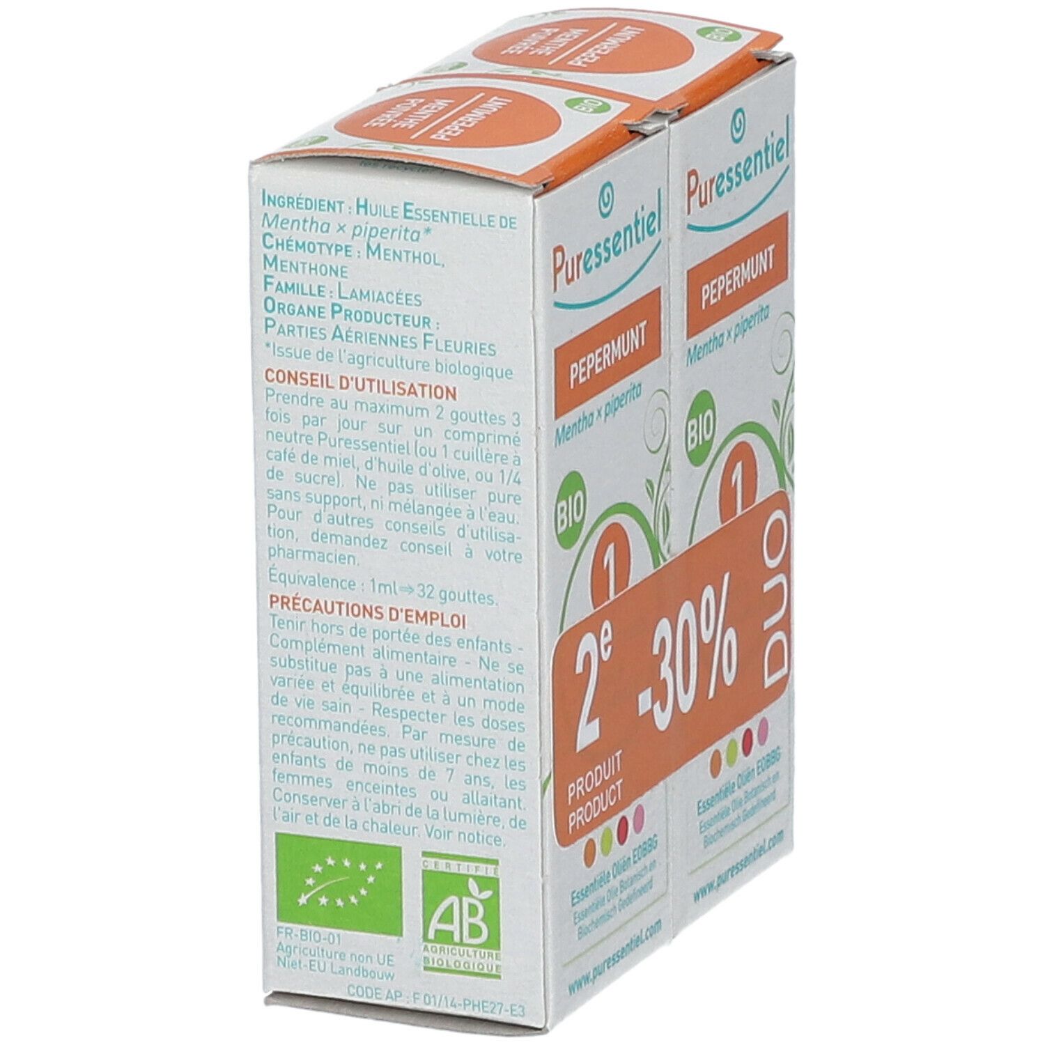 Puressentiel Essentiële Olie Pepermunt Bio Duo