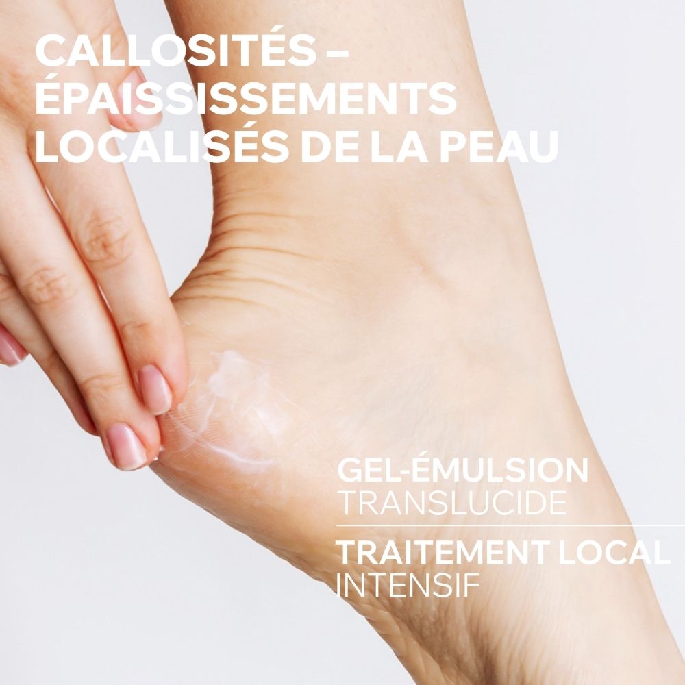 Tube Uriage Kératosane 30 Gel-Crème à 30% d'urée, dos avec description française.