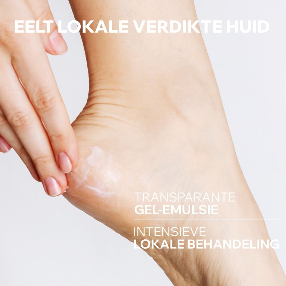 Uriage Kératosane 30 Gel-Crème tube met 30% ureum, achterkant met Nederlandse beschrijving.