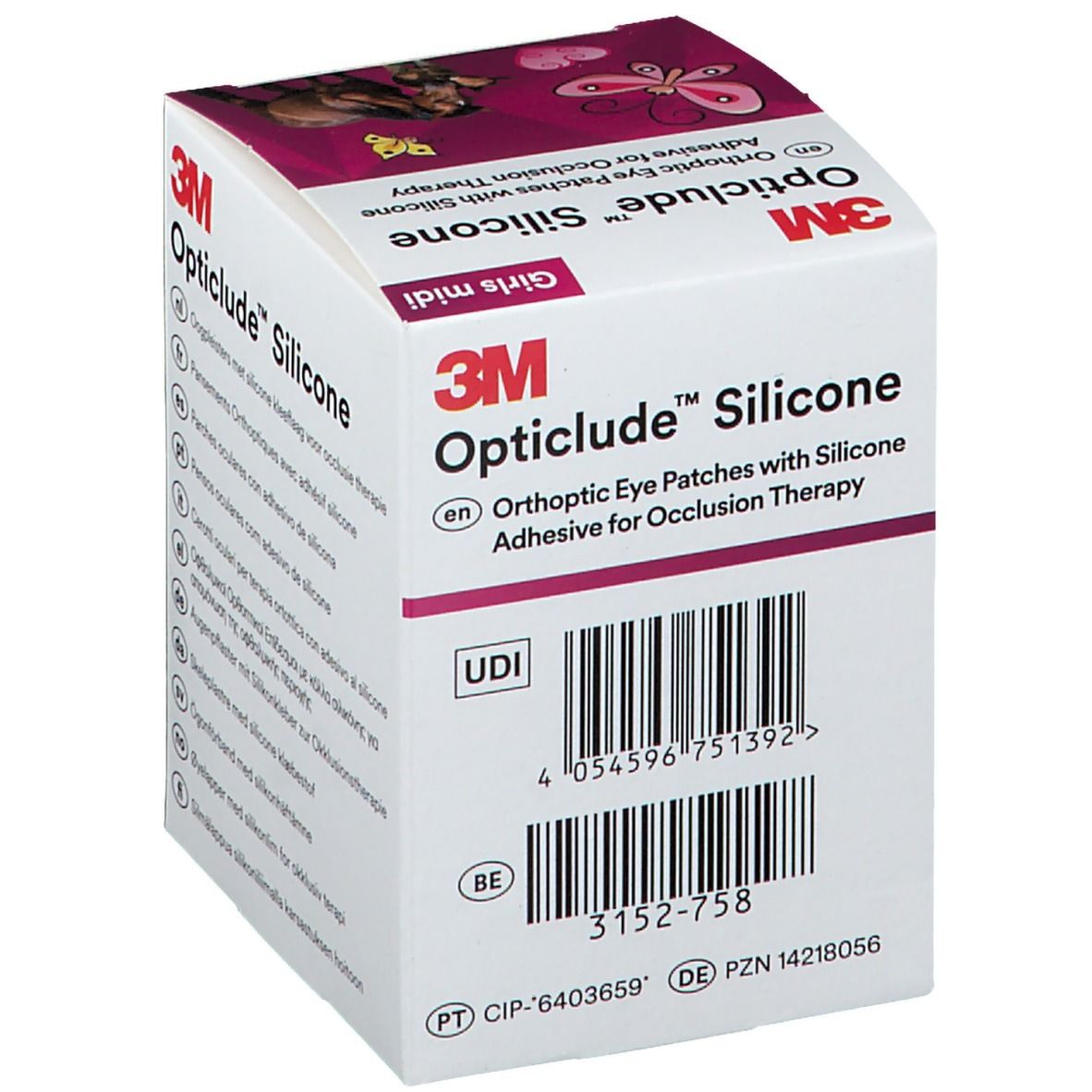 Opticlude Silicone Pansement Orthoptique Midi Girls 5,3 x 7 cm 2738PG50