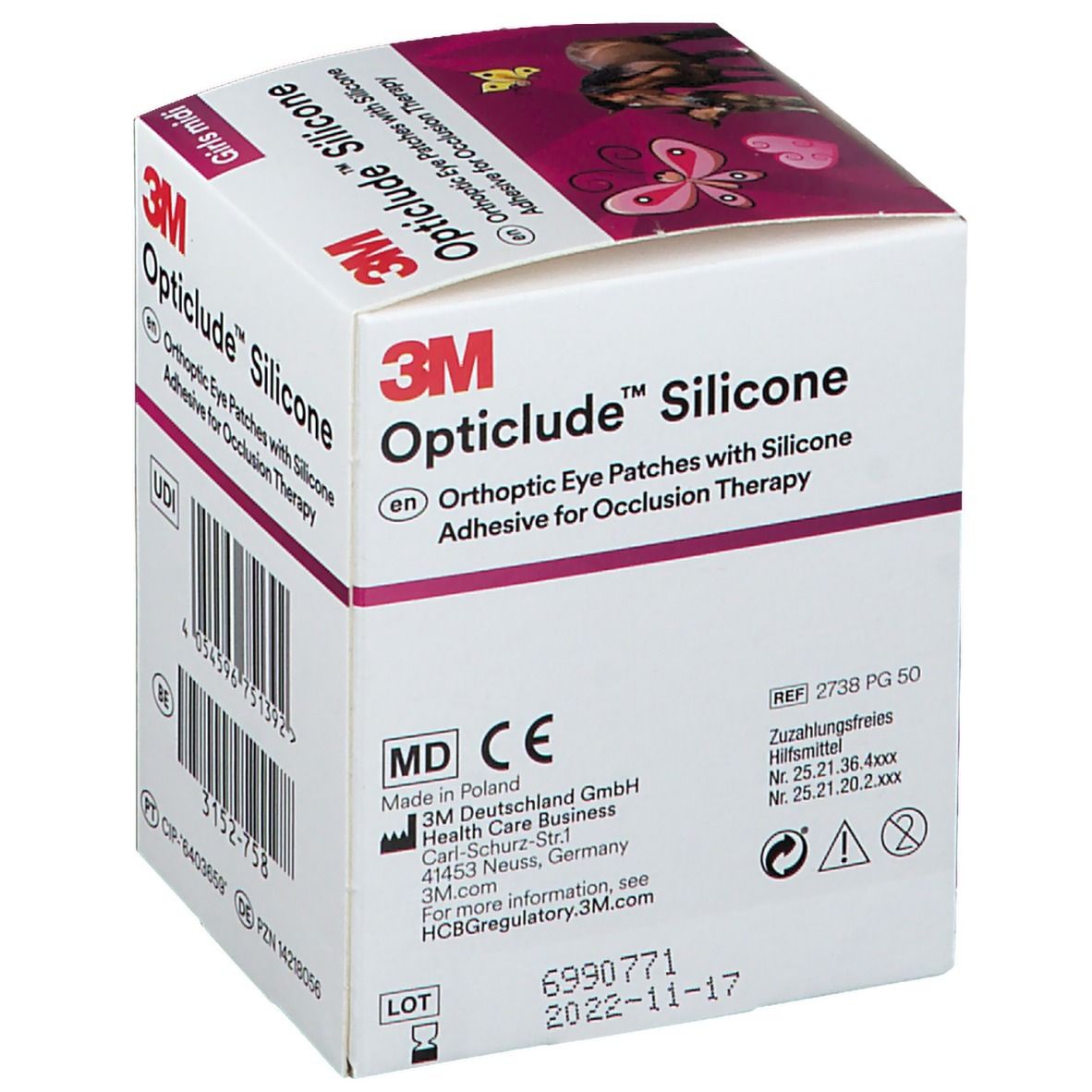 Opticlude Silicone Pansement Orthoptique Midi Girls 5,3 x 7 cm 2738PG50