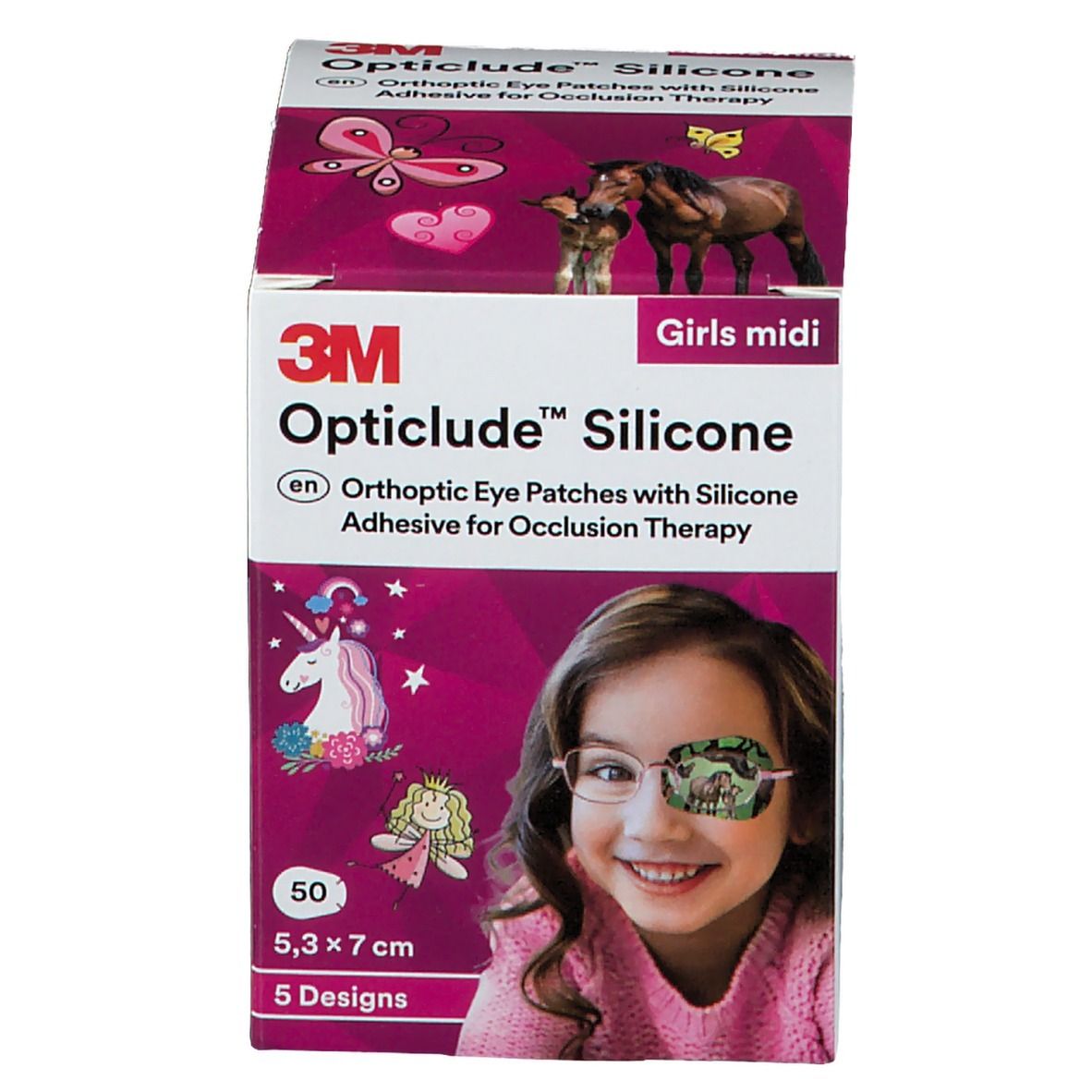 Opticlude Silicone Pansement Orthoptique Midi Girls 5,3 x 7 cm 2738PG50