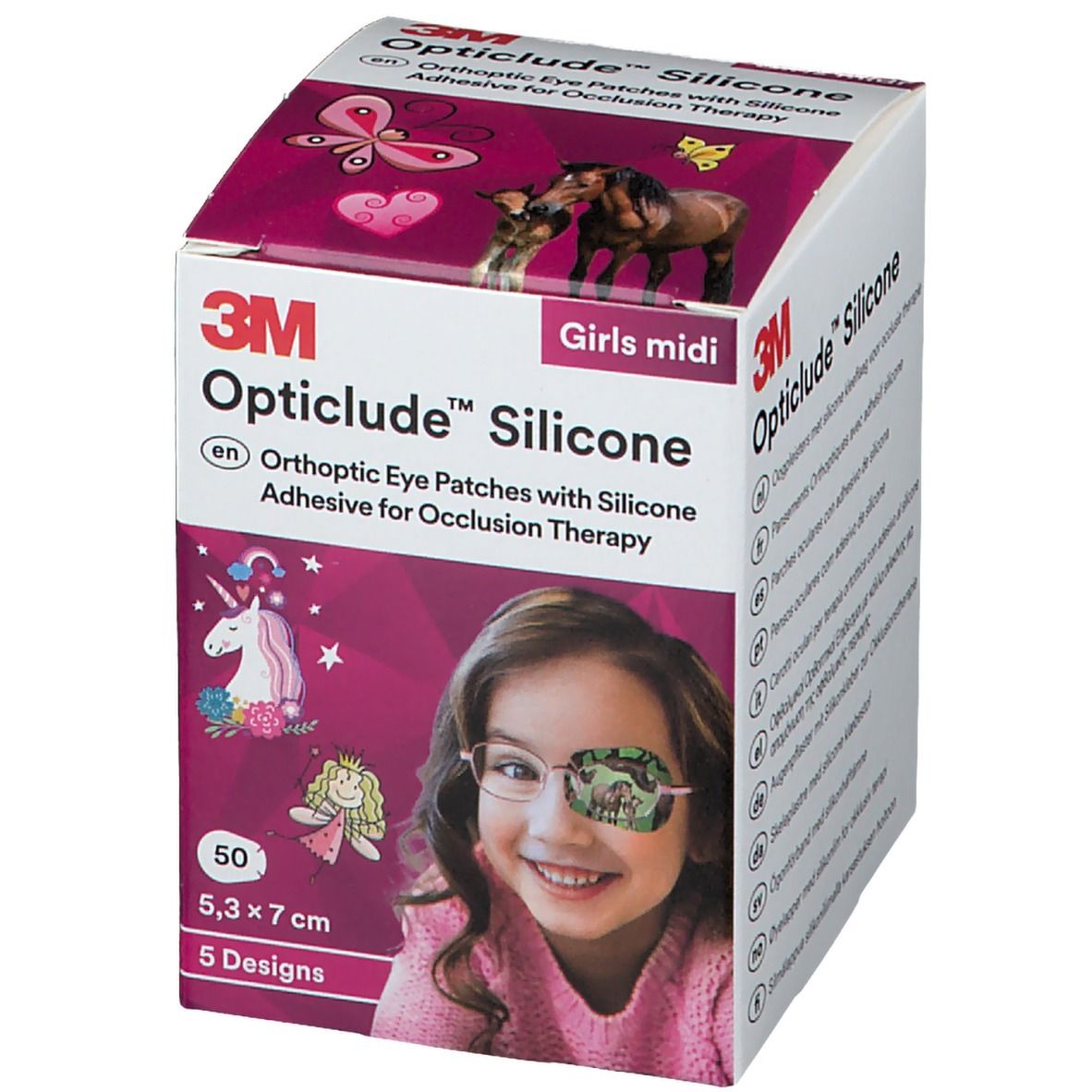 Opticlude Silicone Pansement Orthoptique Midi Girls 5,3 x 7 cm 2738PG50