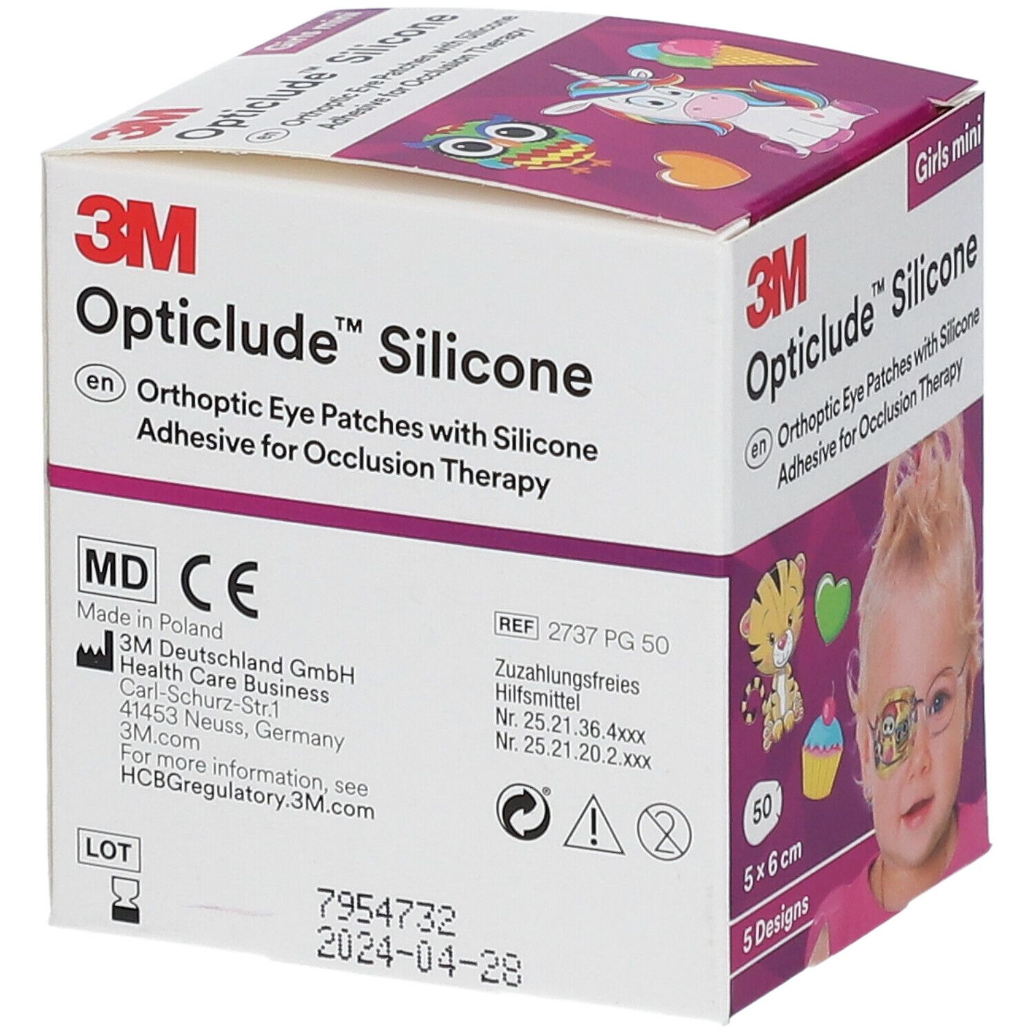 Opticlude Silicone Pansement Orthoptique Mini Girls 5cm x 6cm 2737PB50