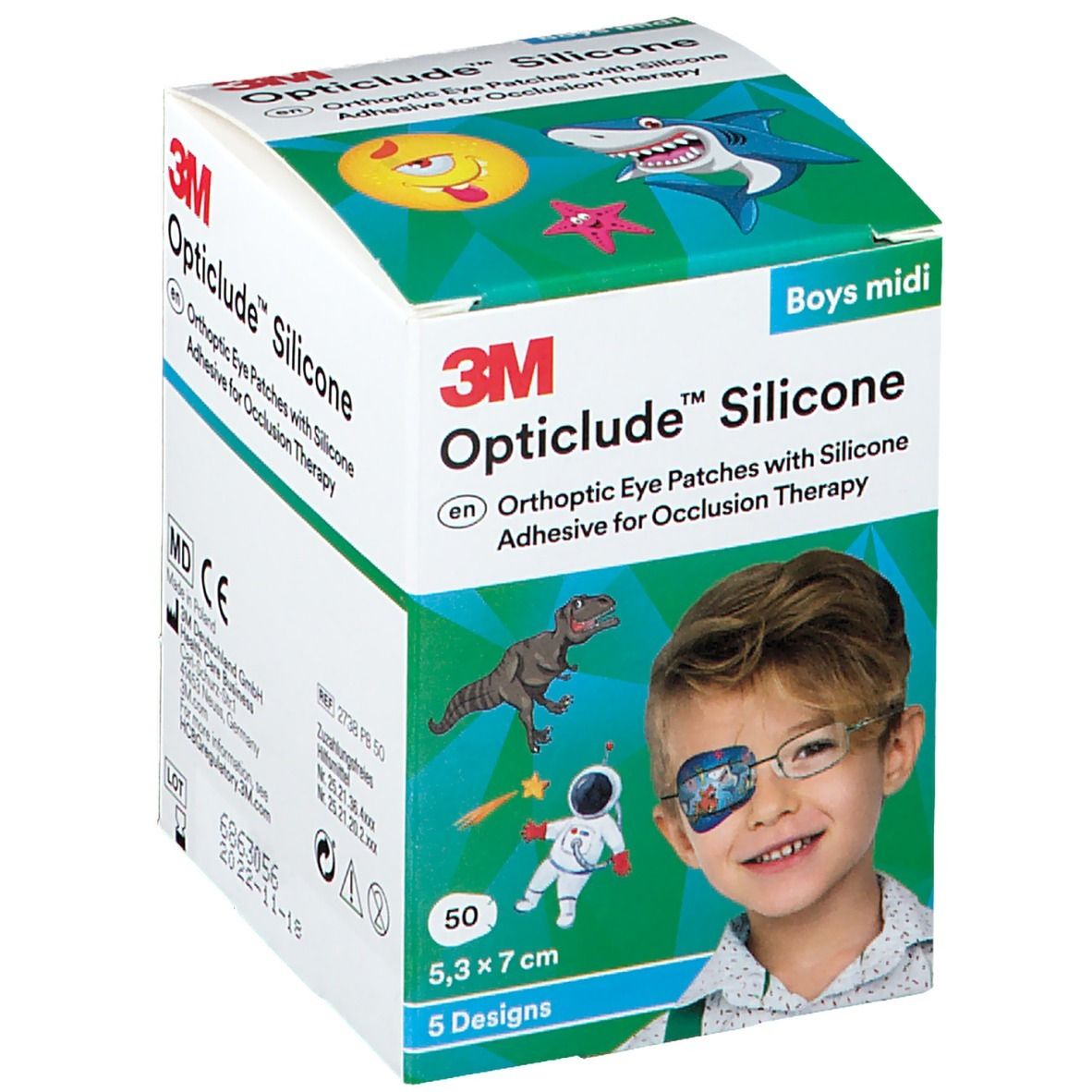 Opticlude Silicone Oogpleister Midi Boys 5,3cm x 7cm 2738PB50