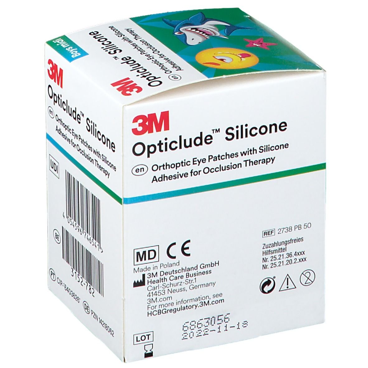 Opticlude Silicone Pansement Orthoptique Midi Boys 5,3cm x 7cm 2738PB50