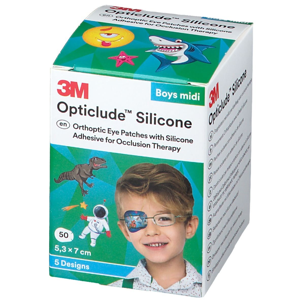 Opticlude Silicone Pansement Orthoptique Midi Boys 5,3cm x 7cm 2738PB50