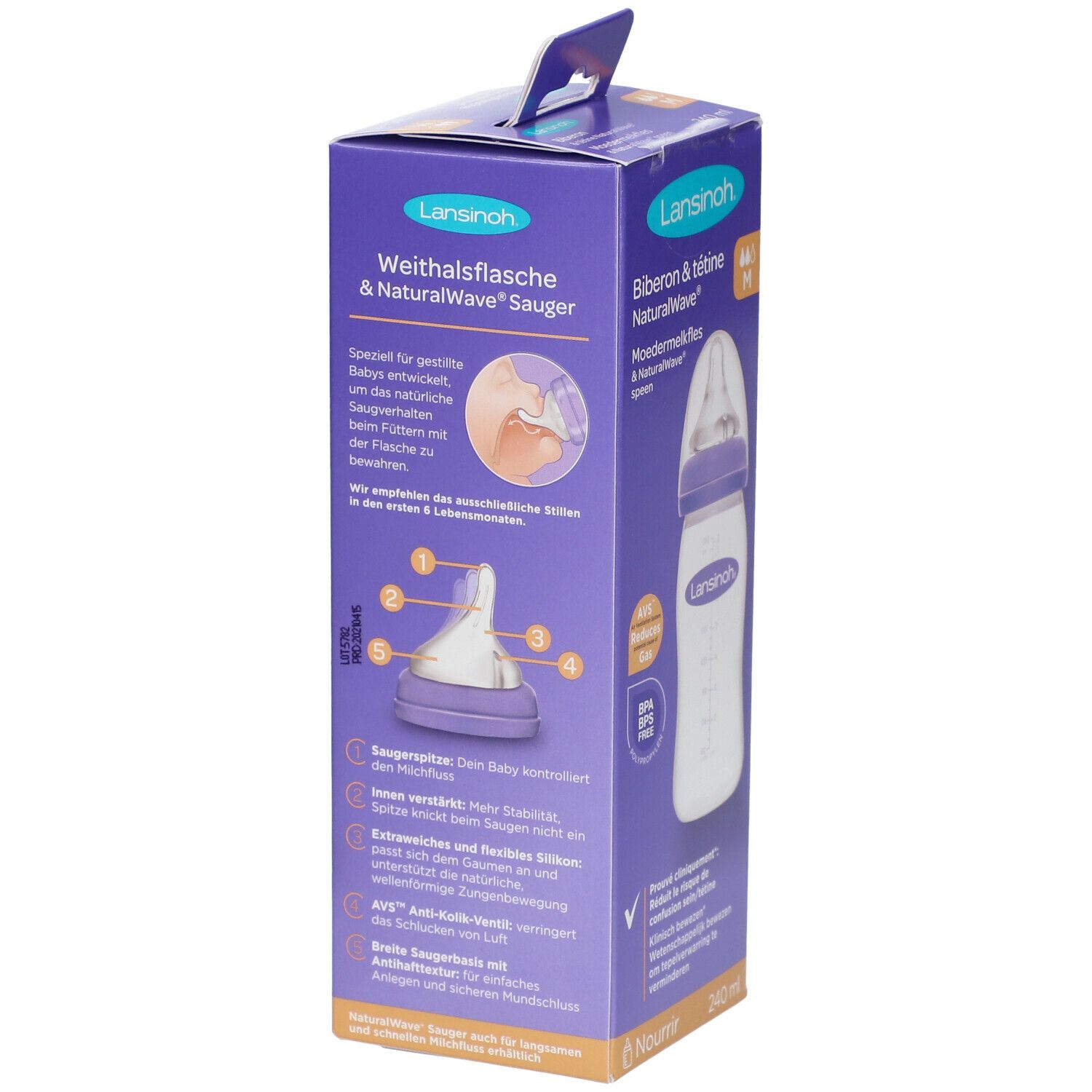 Lansinoh Biberon + Tetine Natural Wave