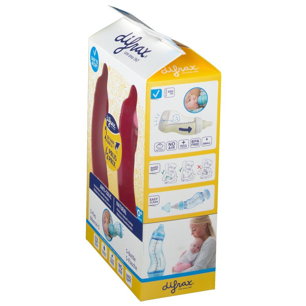 Difrax S-Fles Natural Roze & Grijs DUO