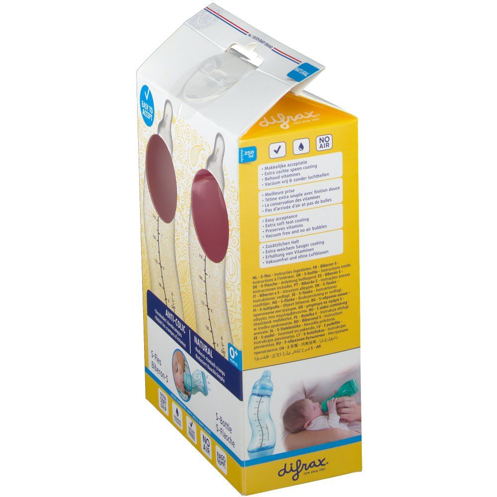 Difrax S-Fles Natural Roze & Grijs DUO