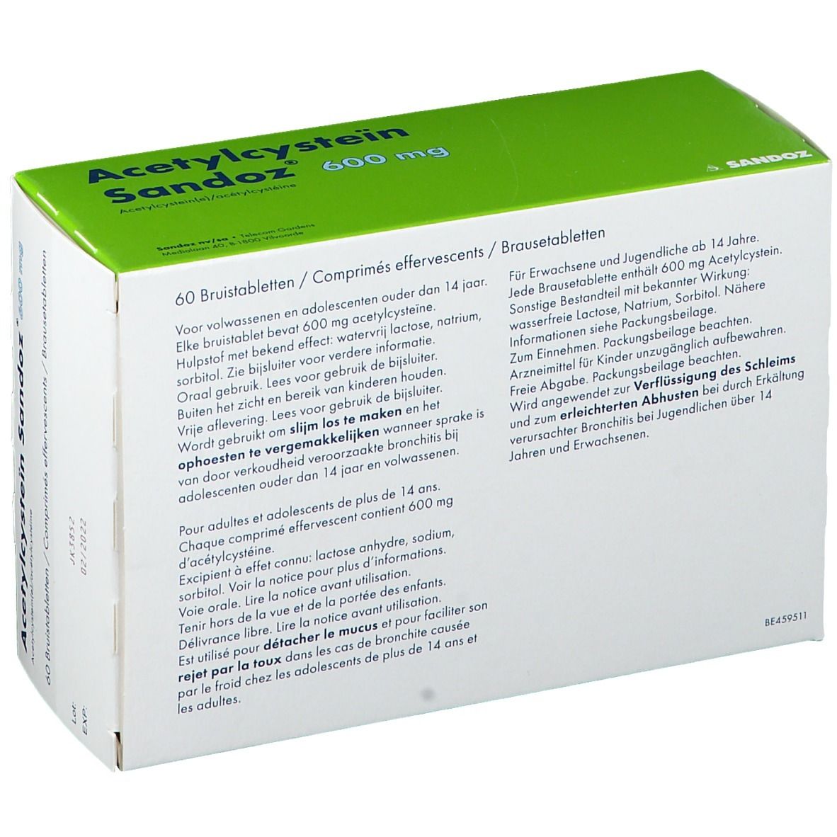 Acétylcystéine Sandoz 600mg Sachet
