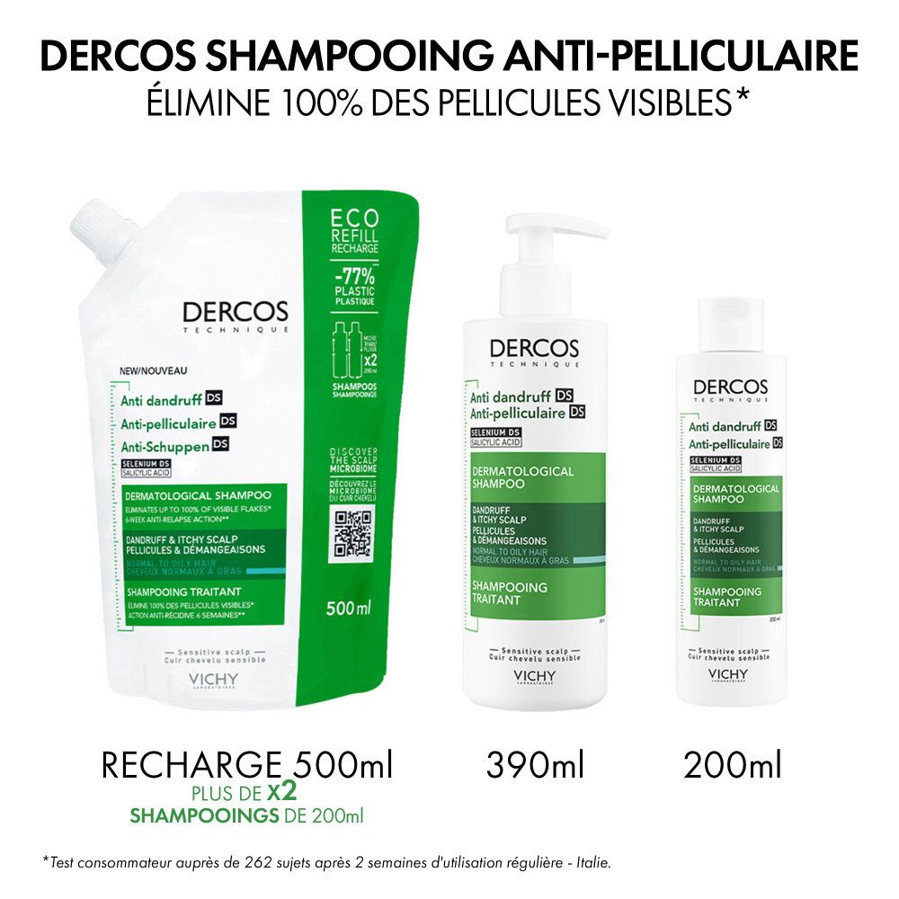 Vichy Dercos Anti-Pelliculaire DS Shampooing Traitant Cheveux Normaux à Gras