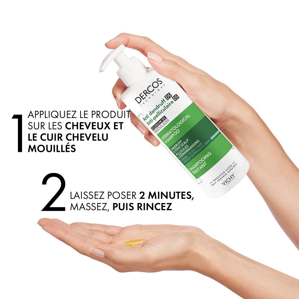 Vichy Dercos Anti-Pelliculaire DS Shampooing Traitant Cheveux Normaux à Gras