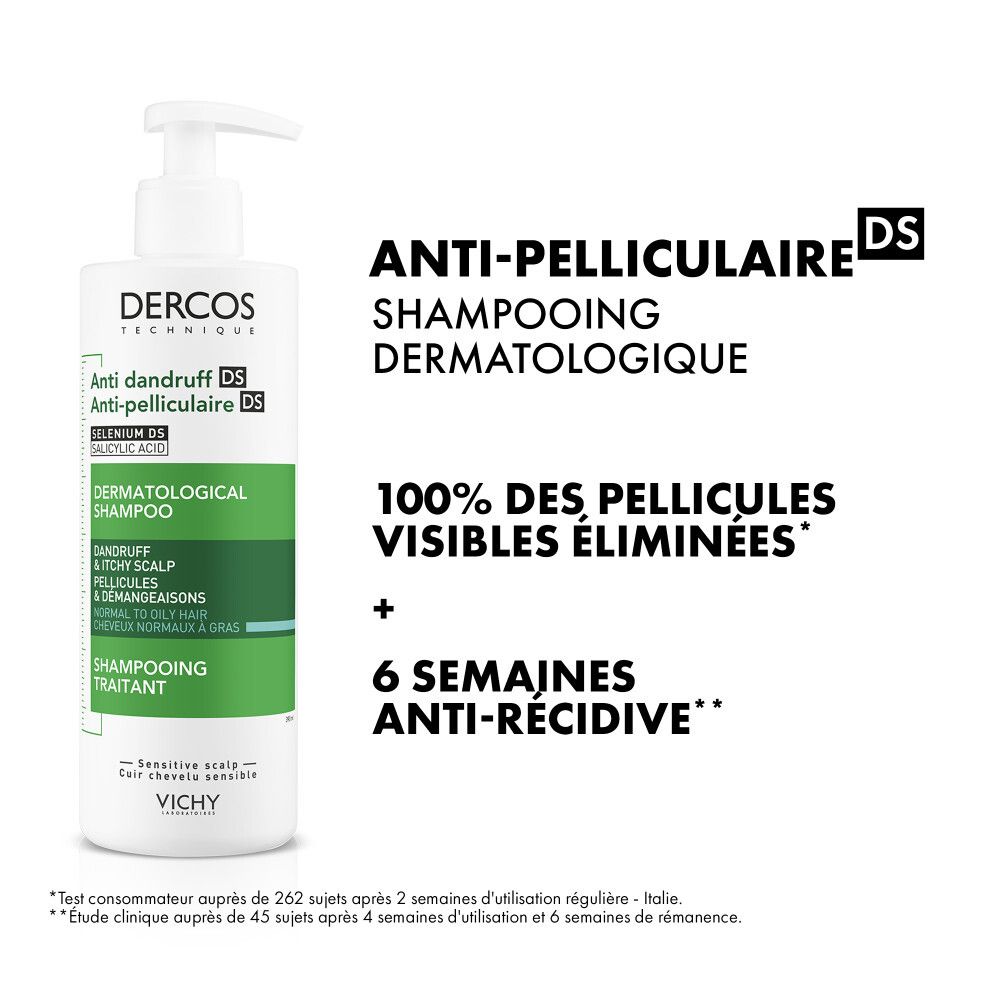 Vichy Dercos Anti-Pelliculaire DS Shampooing Traitant Cheveux Normaux à Gras