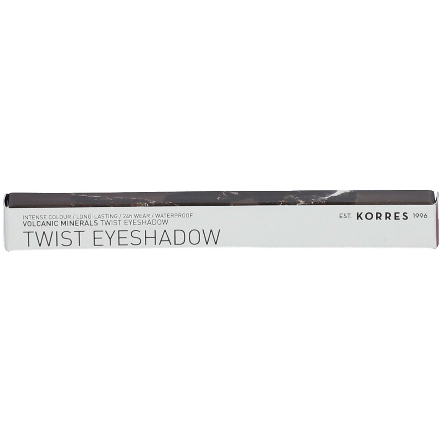 Emballage. Inscription: Intense Colour, 24h Wear, Waterproof, Twist Eyeshadow, KORRES 1996.