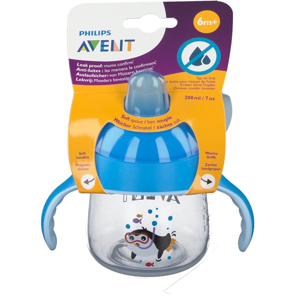 Avent Gobelet Anti-Fuite Pinguin Bleu +6m