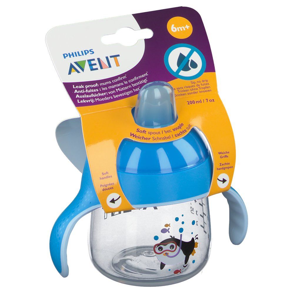 Avent Gobelet Anti-Fuite Pinguin Bleu +6m