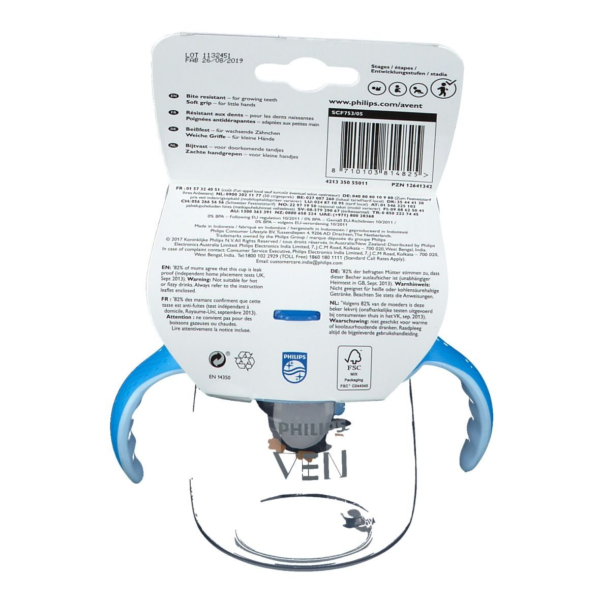 Avent Gobelet Anti-Fuite Pinguin Bleu +12m