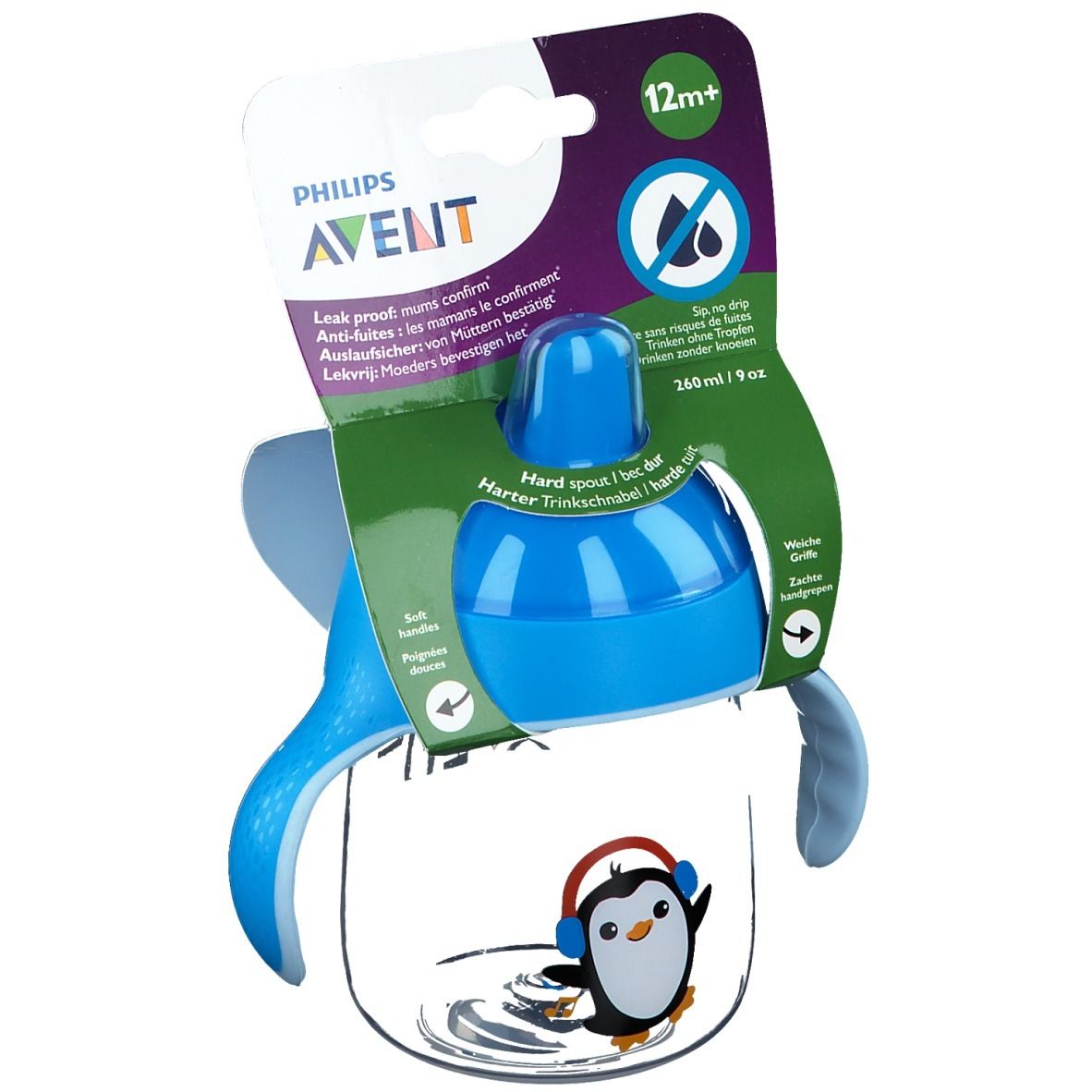 Avent Gobelet Anti-Fuite Pinguin Bleu +12m