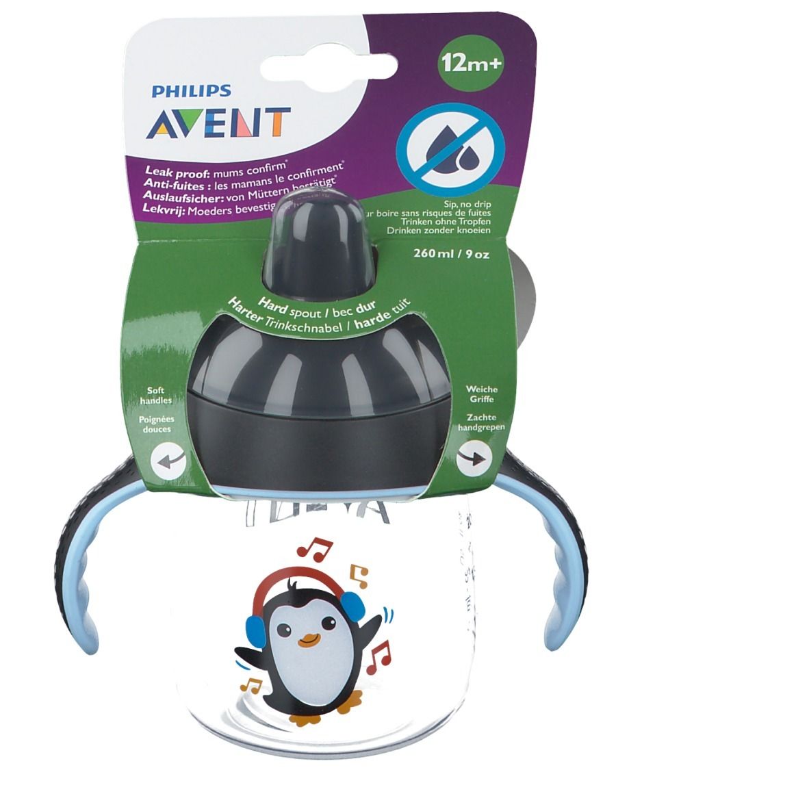 Avent Drinkbeker Anti-Lek Pinguin Zwart 12Maanden+ SCF753/03