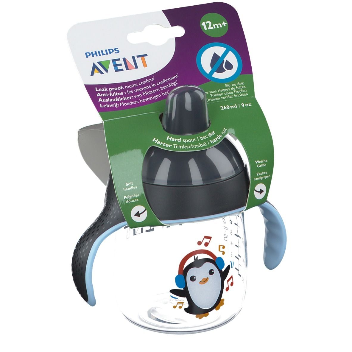 Avent Drinkbeker Anti-Lek Pinguin Zwart 12Maanden+ SCF753/03