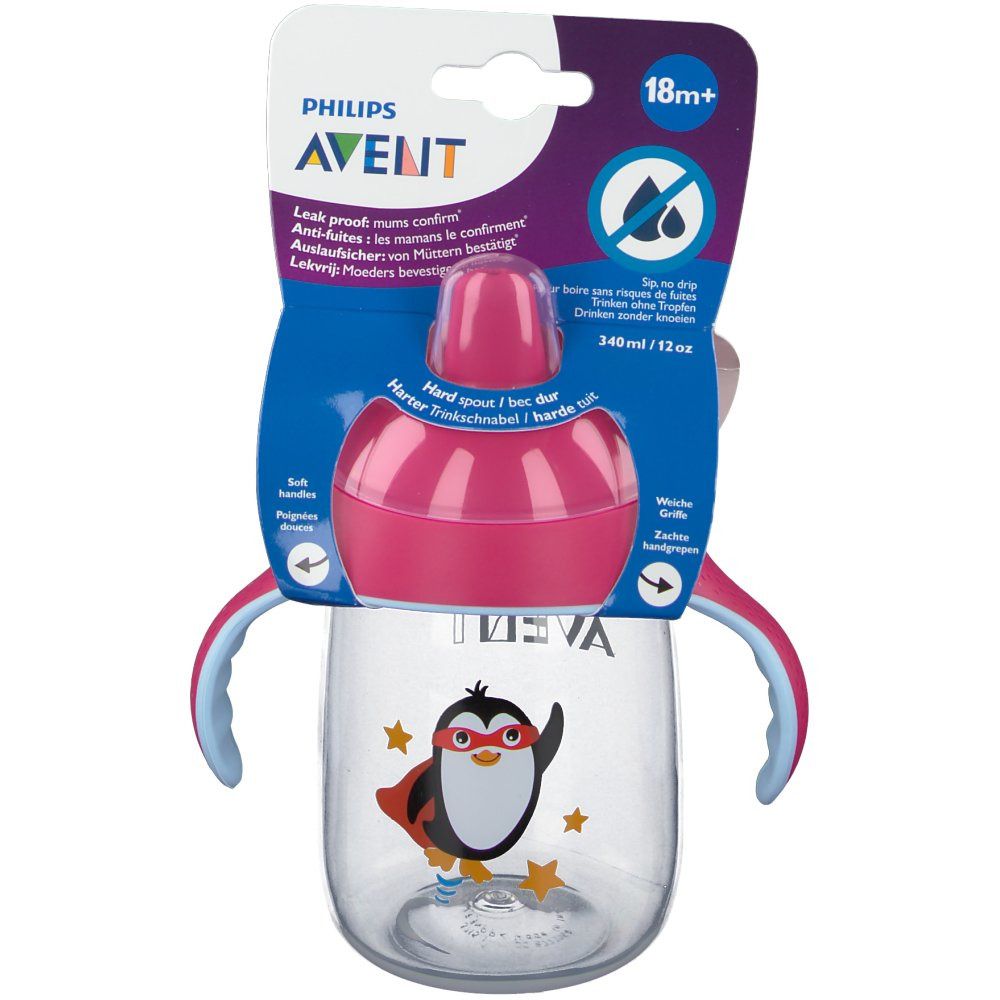 Avent Gobelet Anti-Fuite Pinguin Rose +18m